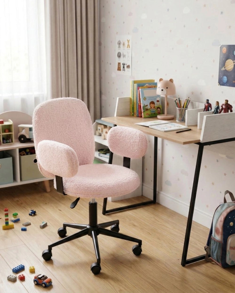 Sedia da scrivania per ufficio rosa pastello Boucle Base regolabile in altezza Ufficio moderno casa
