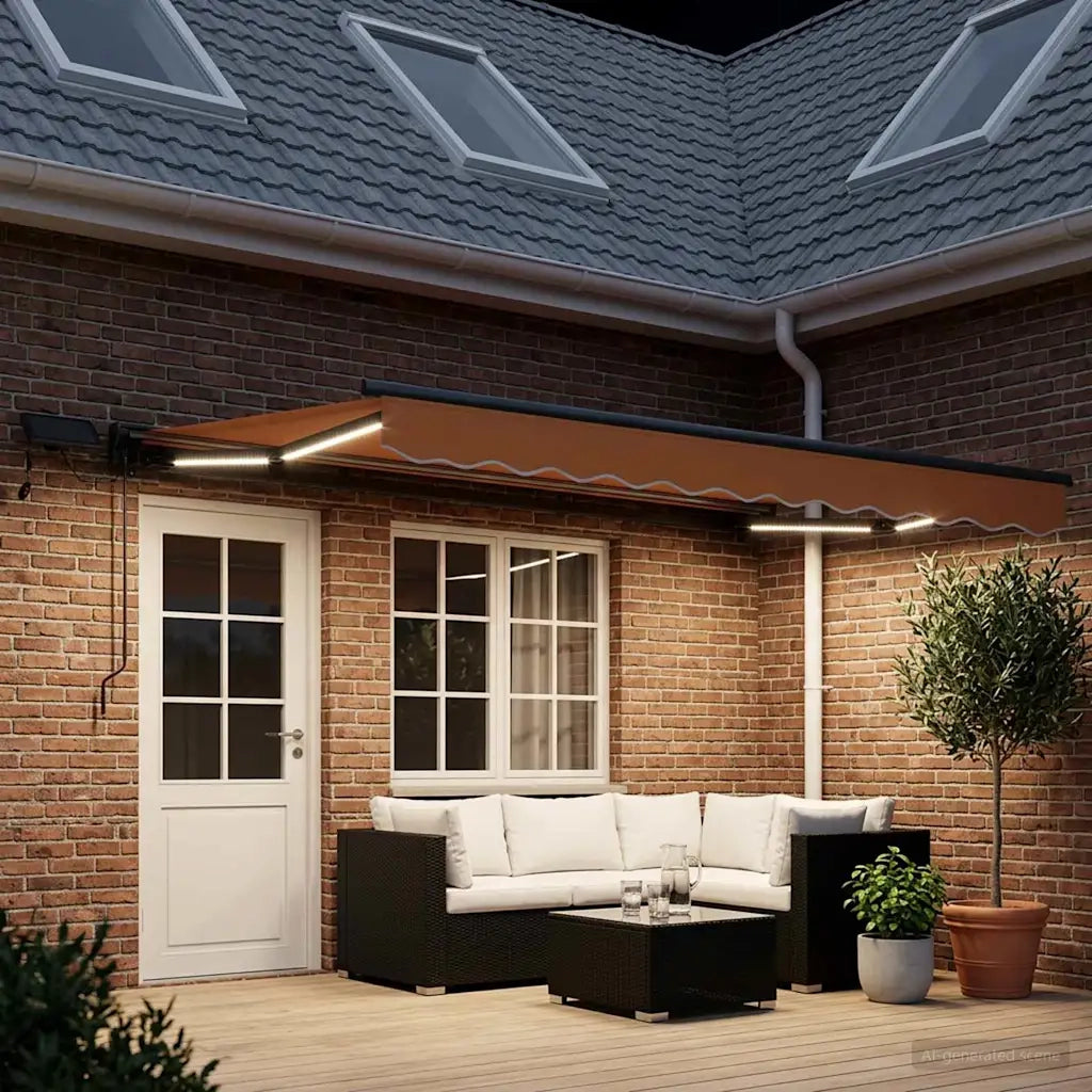 Cornice per Tenda Manuale con LED Sabbia 4,5 × 3 m 3426247