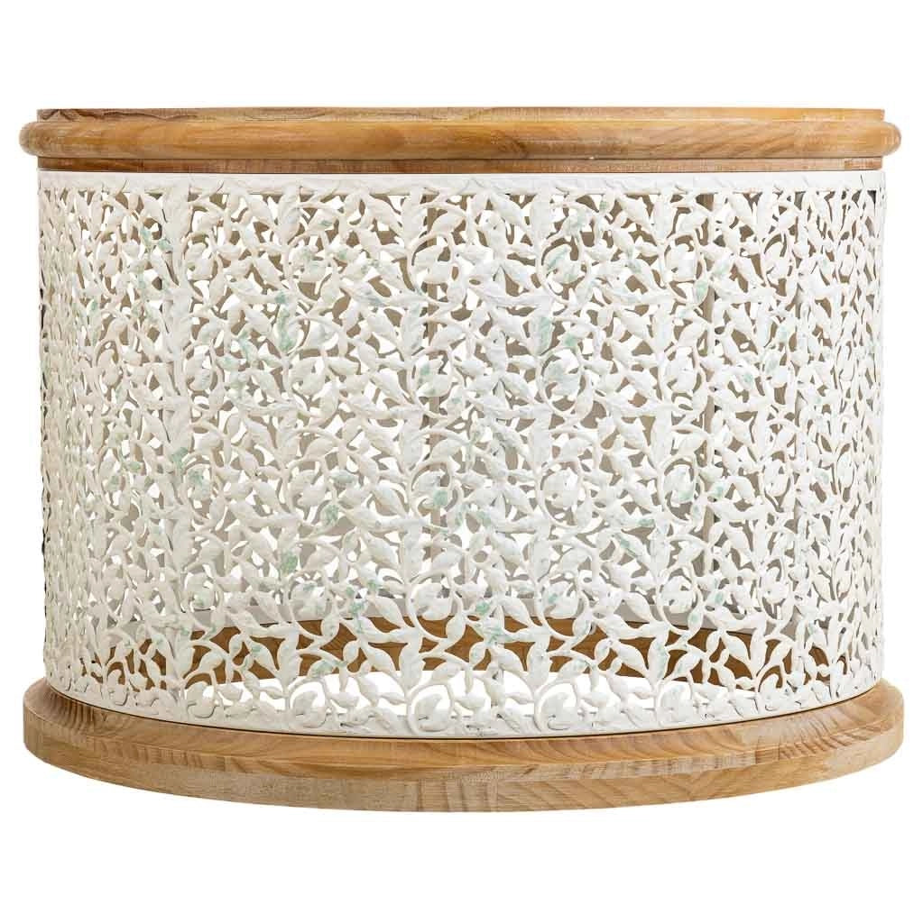 Tavolino in legno bianco e metallo 63,5x63,5x46,5h