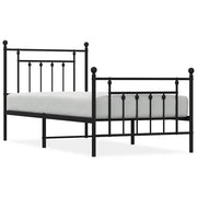 Letto singolo | Letto per adulti | Giroletto con Testiera e Pediera Metallo Nero 90x190 cm