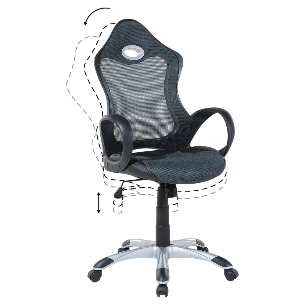 Sedia da ufficio Girevole in tessuto a rete grigio e verde Meccanismo di inclinazione del sedile regolabile in altezza Schienale ergonomico