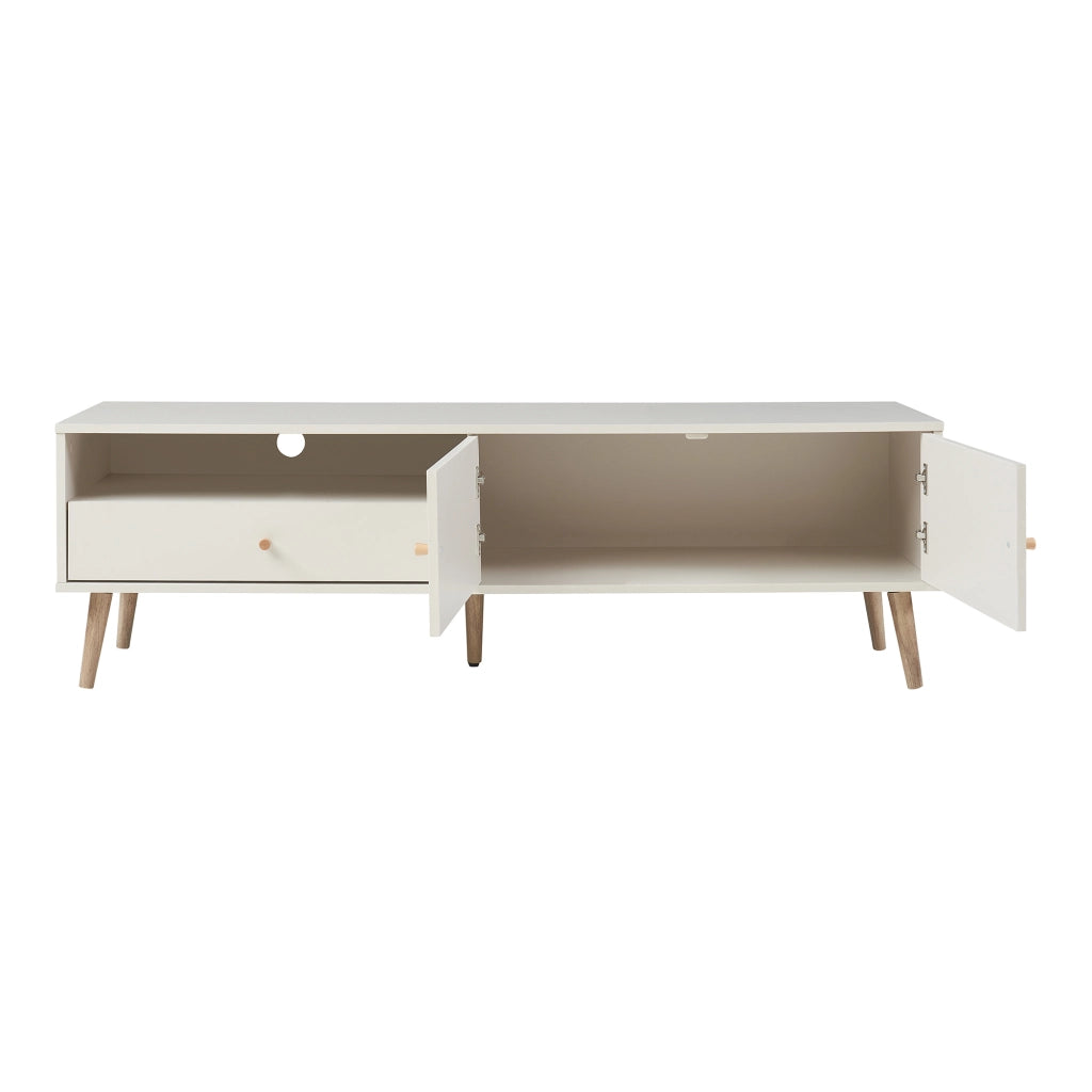 Mobile Porta TV Hallevil con Cassetto e 2 Ante 150x39x45 cm - Grigio chiaro [en.casa]