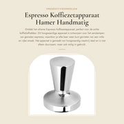 Espresso macchina con corpo in acciaio inossidabile - macinazione del caffè - martelletto - fondo piatto - riciclabile - comoda e duratura - stampera del caffè con corpo in acciaio inossidabile.