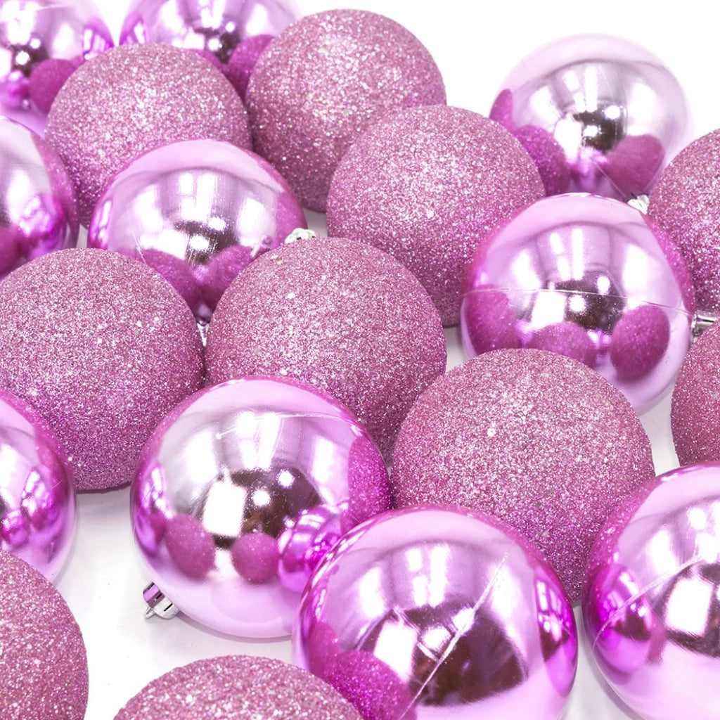 Set 48 Palline Decorative Ø 7 cm per Albero di Natale Rosa