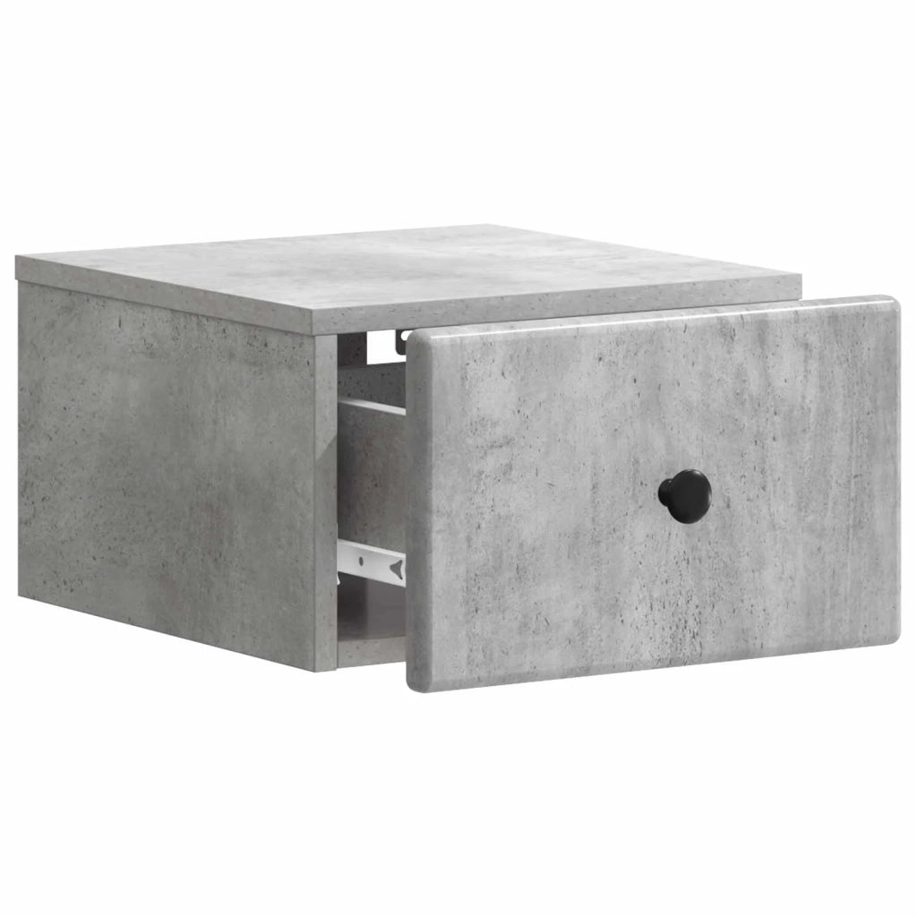Comodino | Armadio da Notte | Mobiletto da notte a muro Grigio Cemento 34,5 x 33 x 20 cm