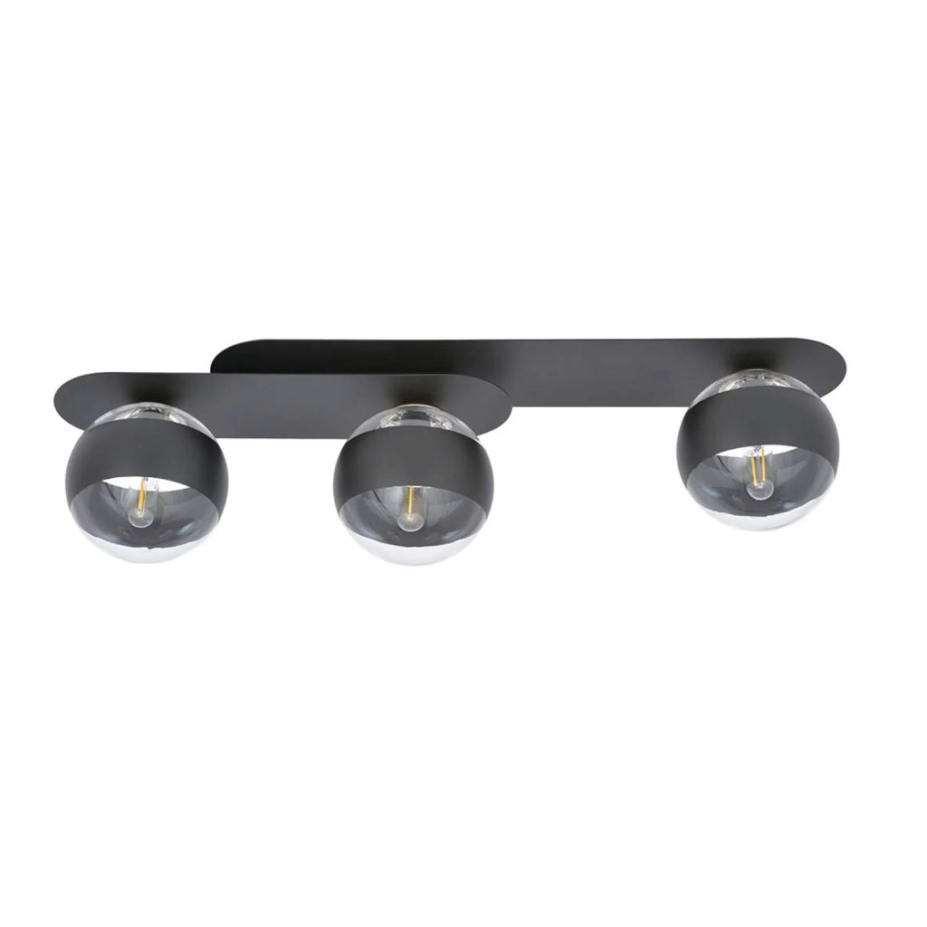 Plafoniera Minimal Teia Acciaio Nero 3 Luci E14 Ip20