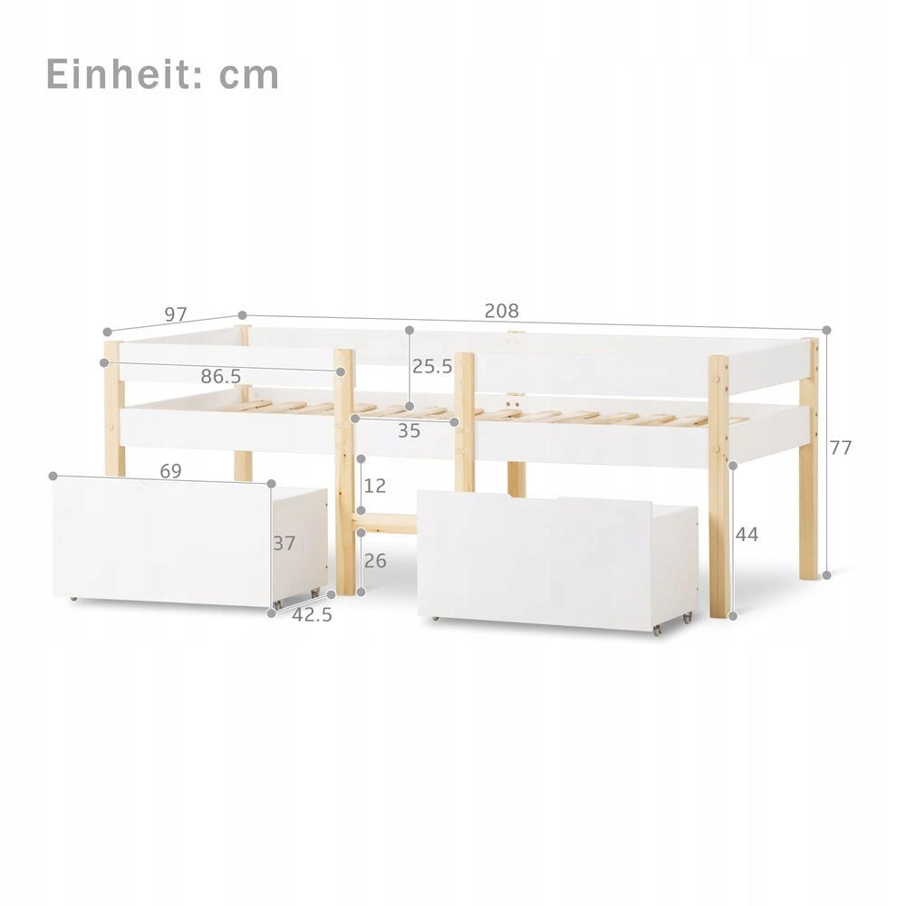 Letto per bambini 90x200 cm - Xylo - Pino bianco