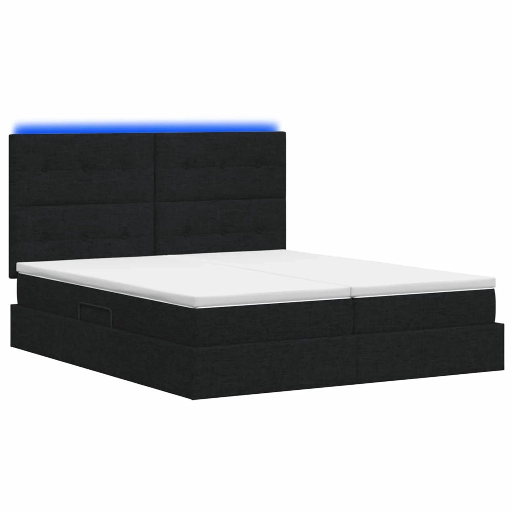 Letto con contenitore LED e materasso Nero 200 x 200 cm Tessuto 3460238