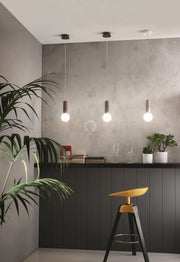 SOSPENSIONE SINGOLA ROCK CEMENTO VETRO BIANCO 1 LUCE ATTACCO G9 D.10CM