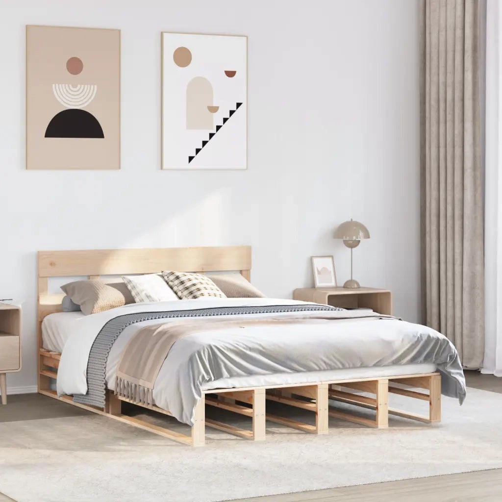 Letto senza Materasso-Struttura Letto 160x200 cm in Legno Massello di Pino 911195