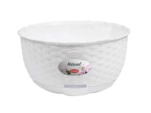 CIOTOLA NATURAL BIANCA CON RISERVA D'ACQUA Ø CM.30- - cm. 30x14.5h. - lt.5.9 - 4 pezzi STEFANPLAST