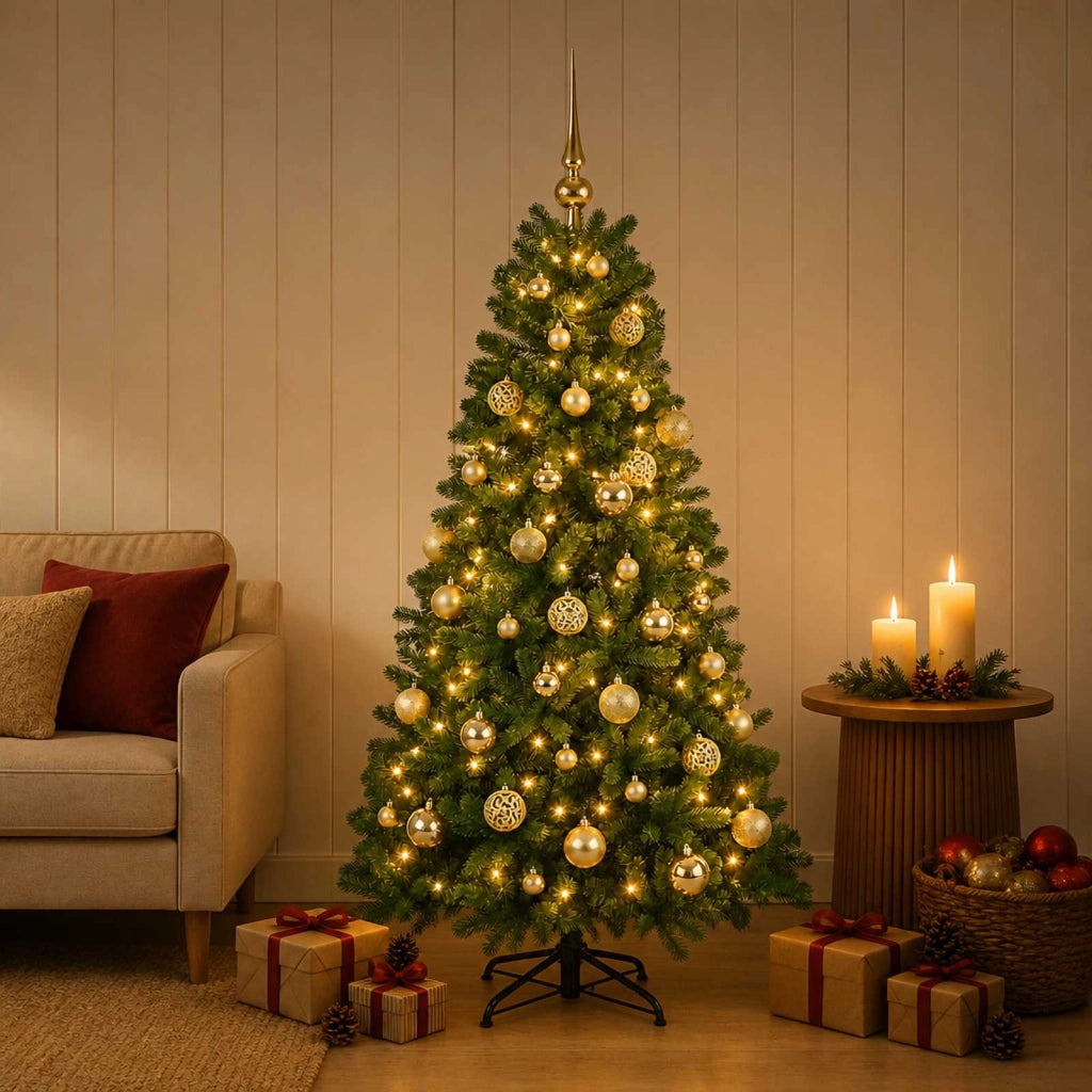 Albero di Natale artificiale con palline 120 cm 150 LED 3461425