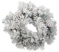 Corona di Natale Artificiale Innevata Ø44 cm con  Pigne