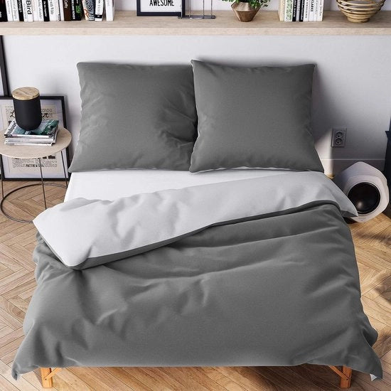 Set di coperte da letto, 200 x 200 cm, grigio/antracite, morbido e non stirato, 3 pezzi, set di coperte da letto con 1 x coperta da letto + 2 x cuscini 80 x 80 cm