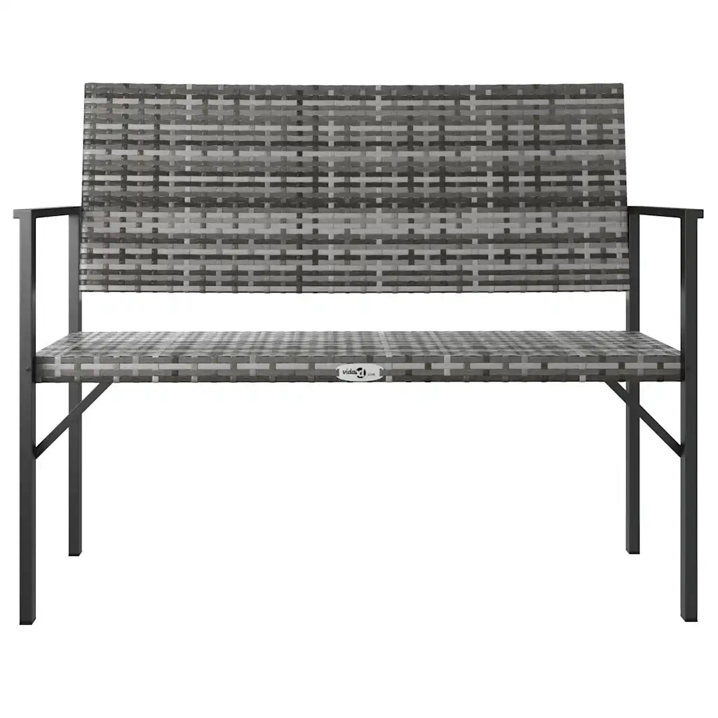 Panca da Giardino a 2 Posti-Sgabello-Panca da esterno in Polyrattan Grigio