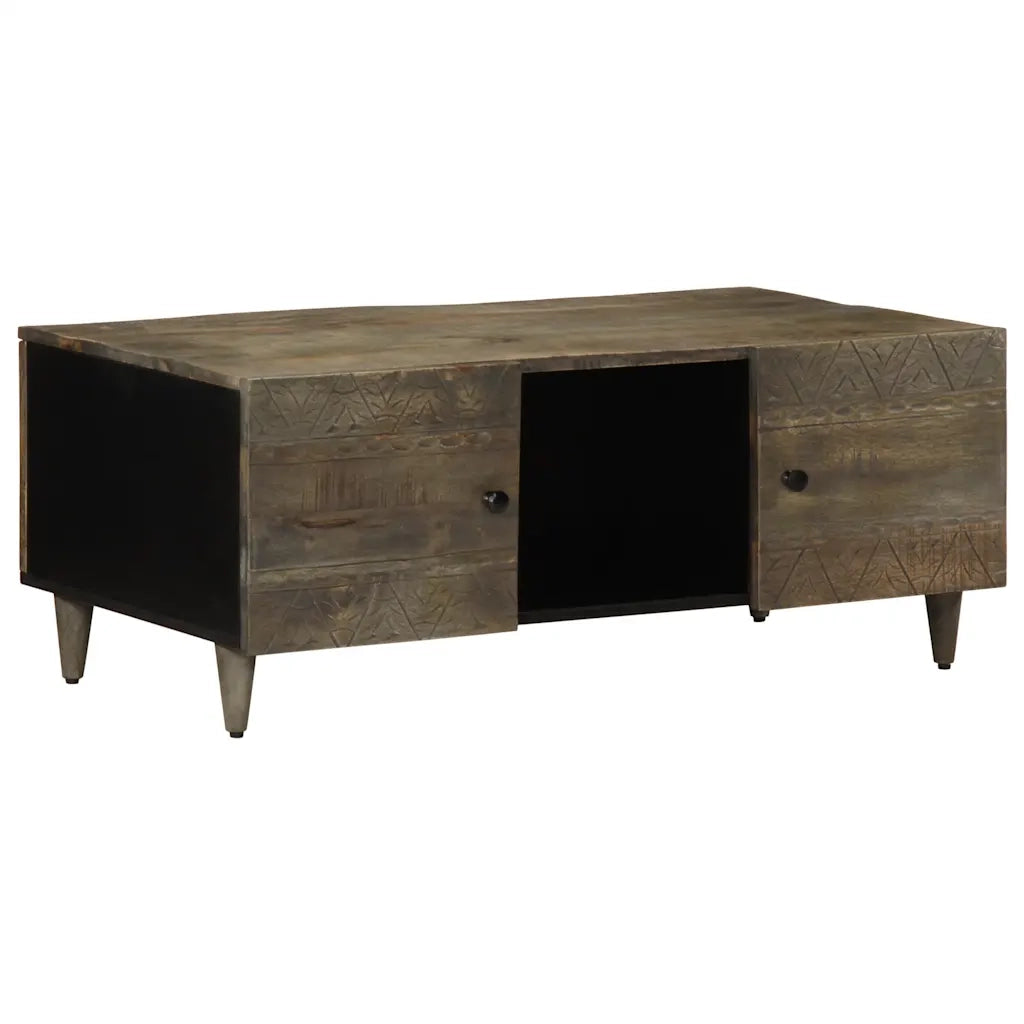 Tavolino Grigio Chiaro 100x54x40cm in Legno Massello di Mango