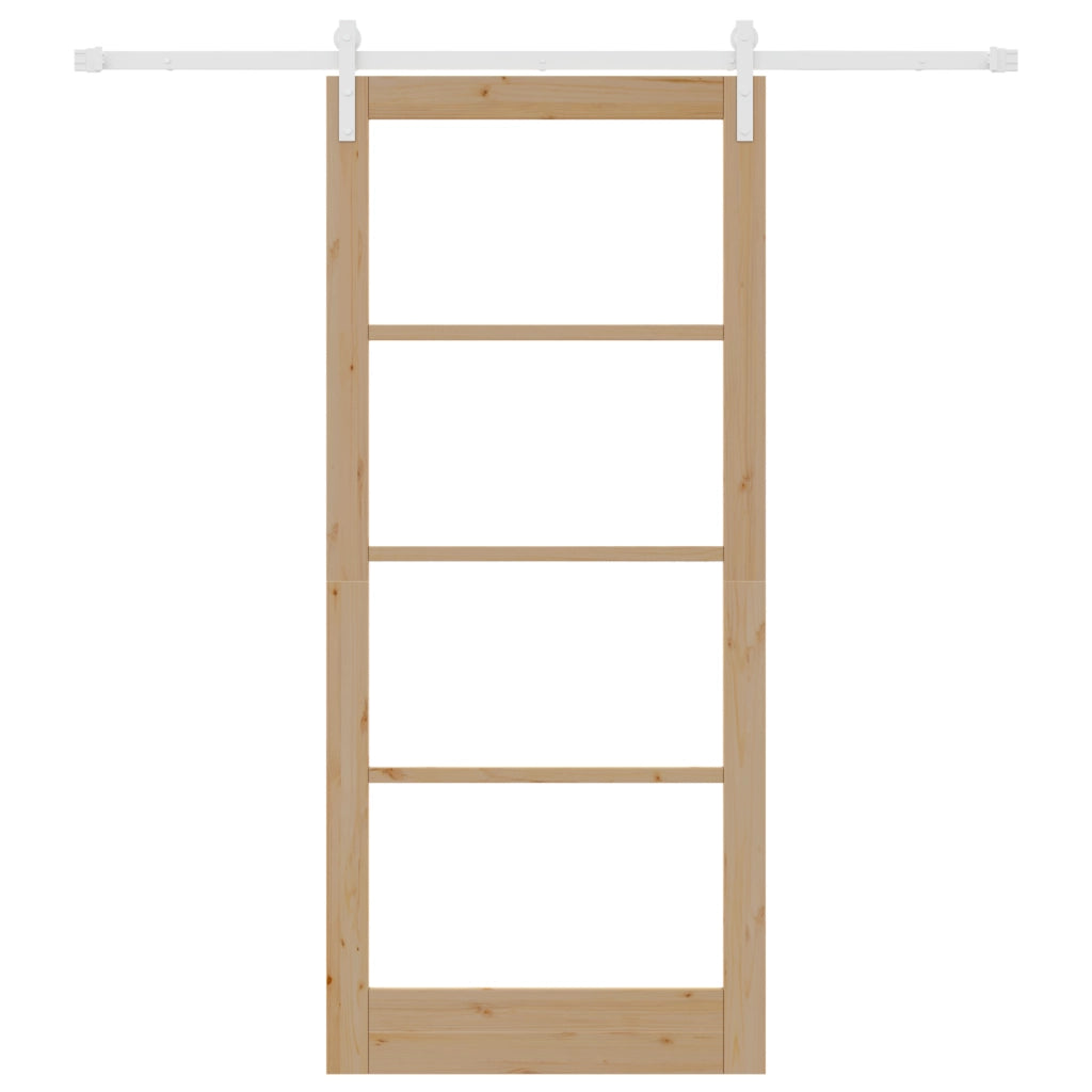 Porta Scorrevole con Set di Ferramenta "ORKDAL" Legno Massello e Vetro