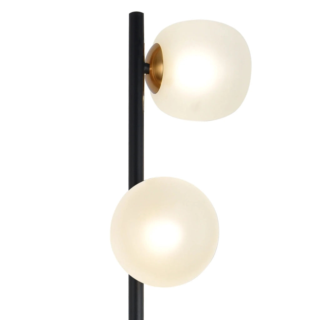 LÚZETE - LAMPADA DA TERRA 3 LUCI FERRO NERO BRONZO VECCHIO TULIPANI BIANCHI NICOLETTA