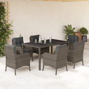 Set da Pranzo da Giardino 7 pz con Cuscini in Polyrattan Grigio 3211857