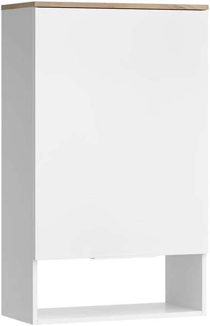 Credenza Wido, Bianco/Sonoma, 60 x 100 cm con porta, adatto al montaggio a parete per bagno o cucina