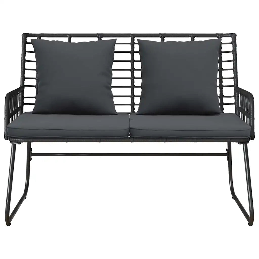 Panchina da giardino Nero e antracite polyrattan