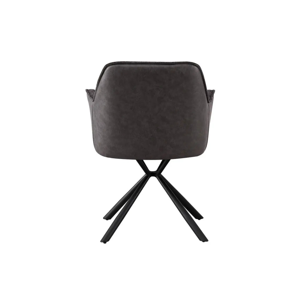 Sedia LUCIA – Bouclé Grigio & Schienale in PU Grigio chiaro – H82.5 × L62 × P63 cm – Stile design