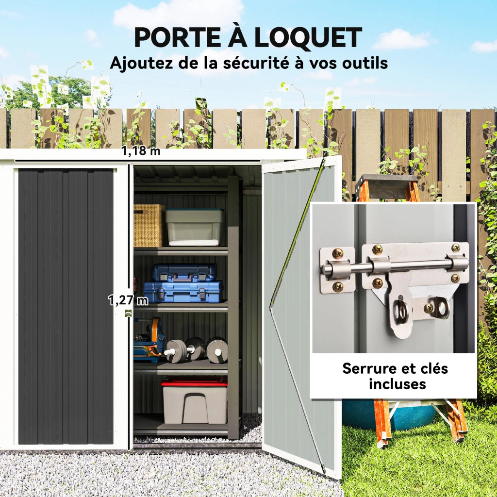 Casetta Giardino 2 Porte ¨C zephmum ¨C 147x86x134 cm Nero Bianco Acciaio