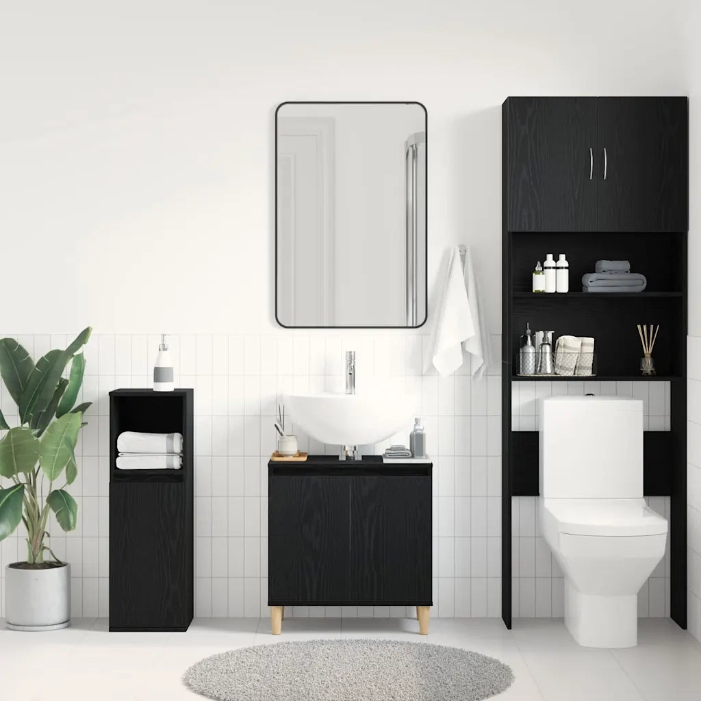 Armadio per Lavabo da Bagno Rovere Nero 58 x 33 x 60 cm 862809