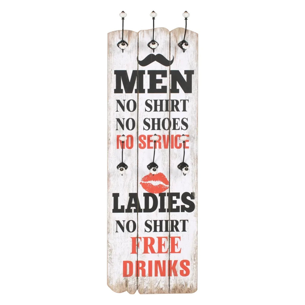 Appendiabiti da Parete con 6 Ganci MEN LADIES 120x40 cm CFW9540605