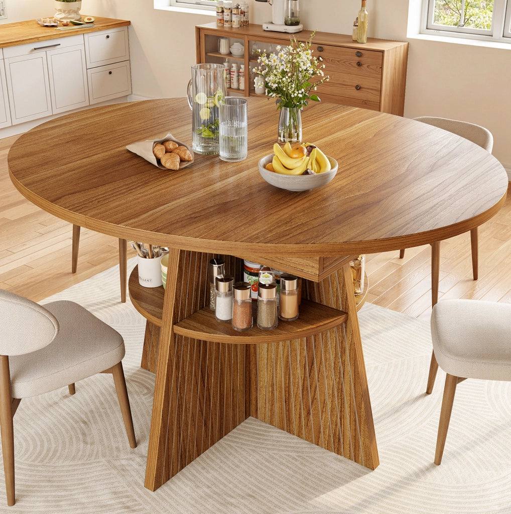 Tavolo da pranzo estensibile rotondo 110-150 cm marrone scuro