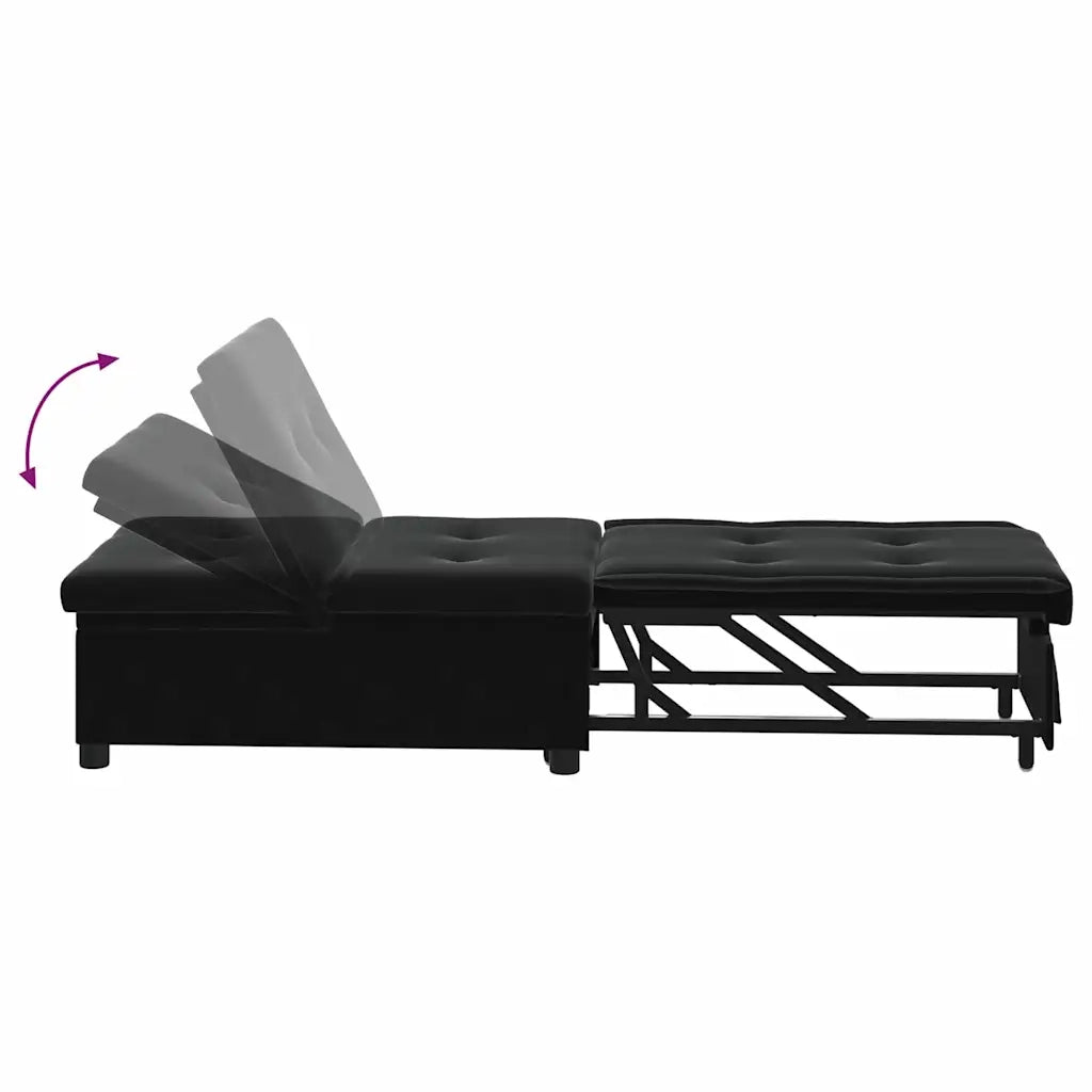 vidaXL Divano Letto Nero 67 x 194 x 38 cm Velluto