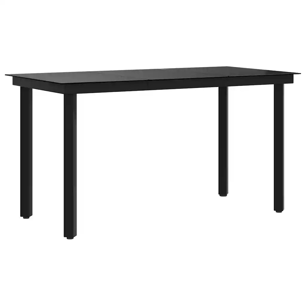 Tavolo da Giardino Nero 140x70x74 cm in Acciaio e Vetro cod mxl 49380