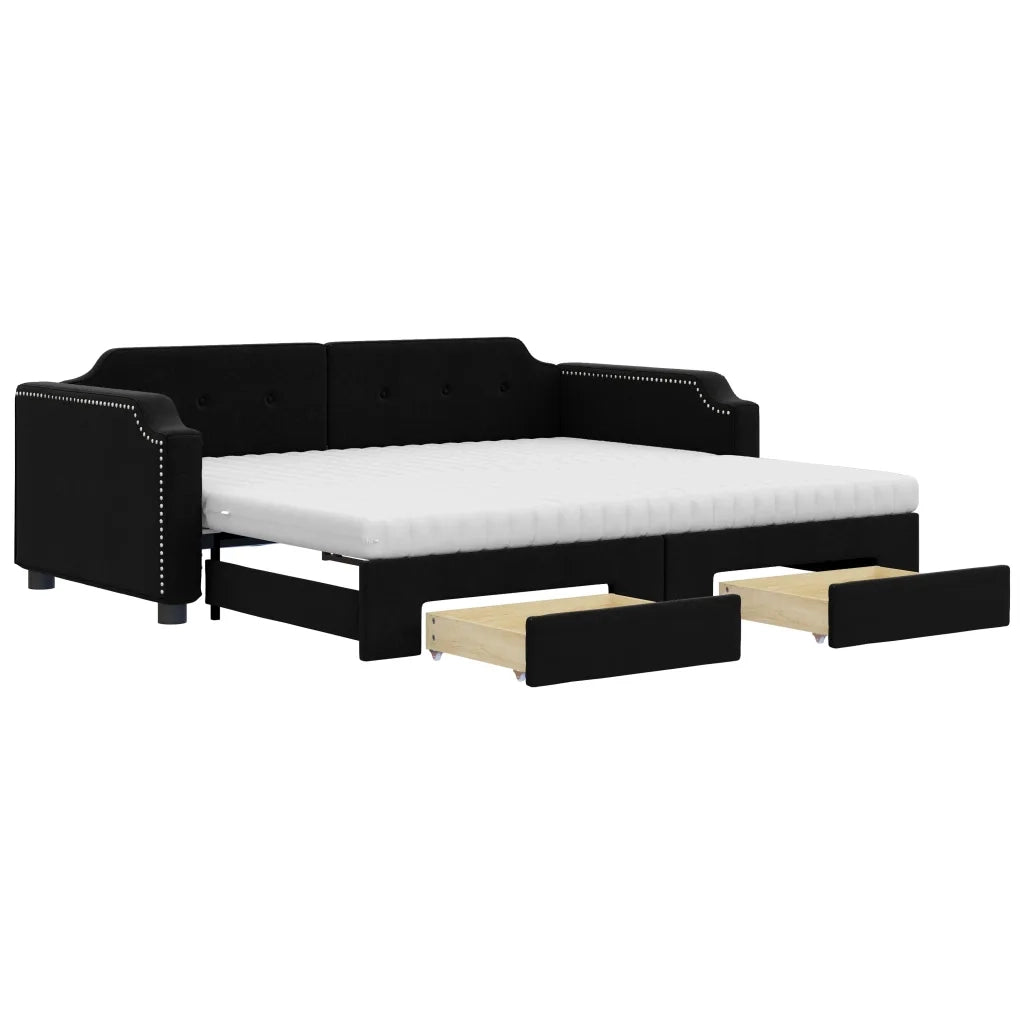 Divano Letto Estraibile con Cassetti Nero 90x200 cm in Tessutocod mxl 106660