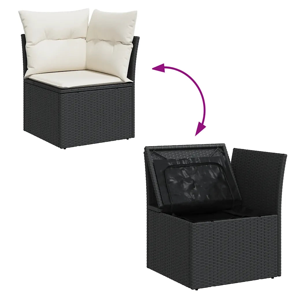 Set Divani da Giardino con Cuscini 7pz Nero Polyrattan 3326347