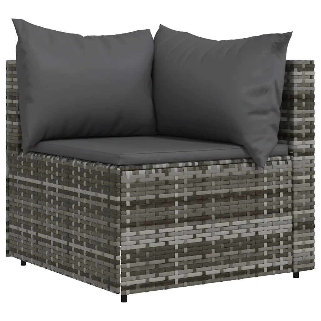 Divano Angolare da Giardino con Cuscini in Polyrattan Grigio 319761