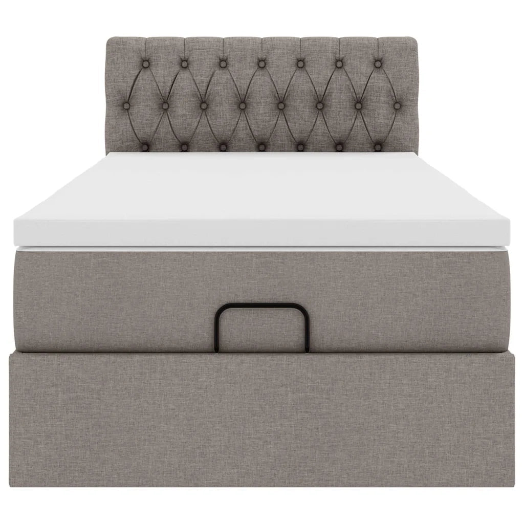 Struttura Letto Pouf con Materasso Tortora 90x190 cm in Tessuto 3312357