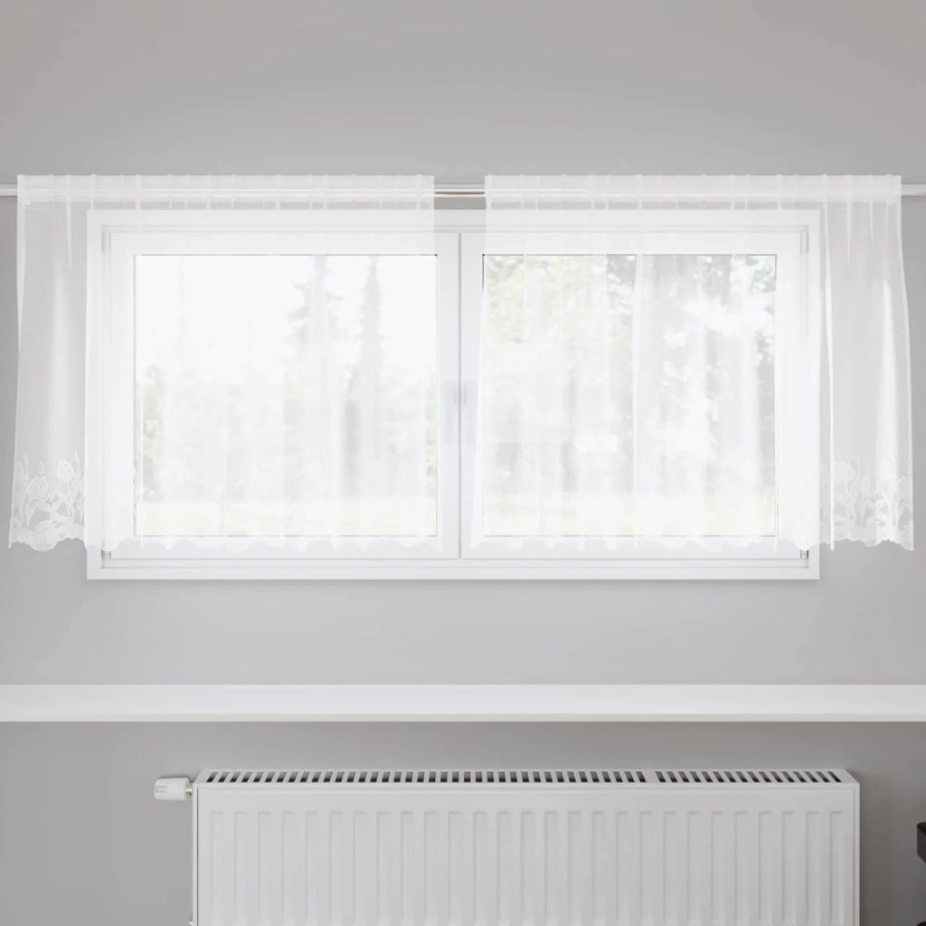 Tenda in Pizzo con tende Bianco 100 x 200 cm Poliestere 4107879