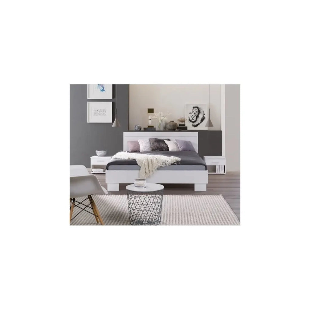 Letto COMO - 2 piazze 160x200 cm con rete a doghe - Colore bianco