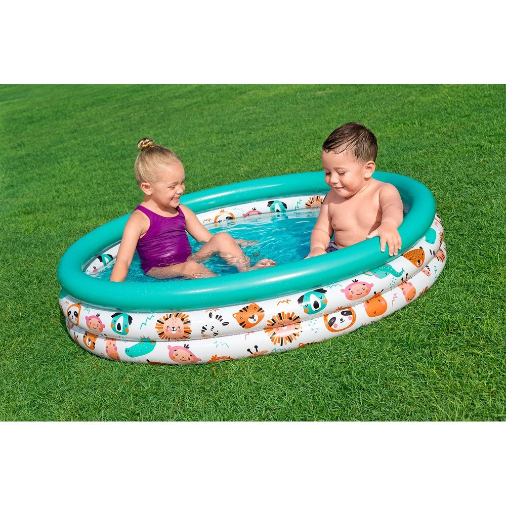 Trade Shop - Piscina Rotonda 122x25cm Gonfiabile Fuoriterra Per Bambini Giardino 3 Anelli 51226 -