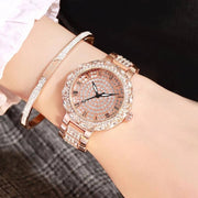 Trade Shop - Orologio Da Polso Per Donna Analogico Casual Moda Fashion Brillantini Rosato -
