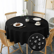 Tavolo Rond Copridipianti Φ160cm, Copridipianti Neri con Aspetto di Lino Lavabili Copridipianti in Poliestere Idrorepellenti con Effetto Lotus, Resistenti alle Macchie per la Sala da Pranzo, la Camera da Pranzo, il Terrazzo, il Giardino