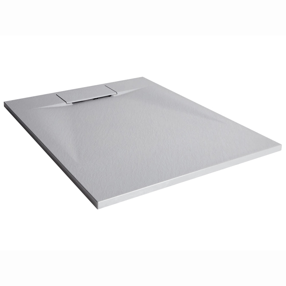 Piatto doccia con scarico grigio SMC 80 x 100 x 3 cm effetto pietra naturale minimalista