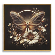 Stampa Con Led Su Tela Laccata Con Cornice Butterfly cm 50x4x50