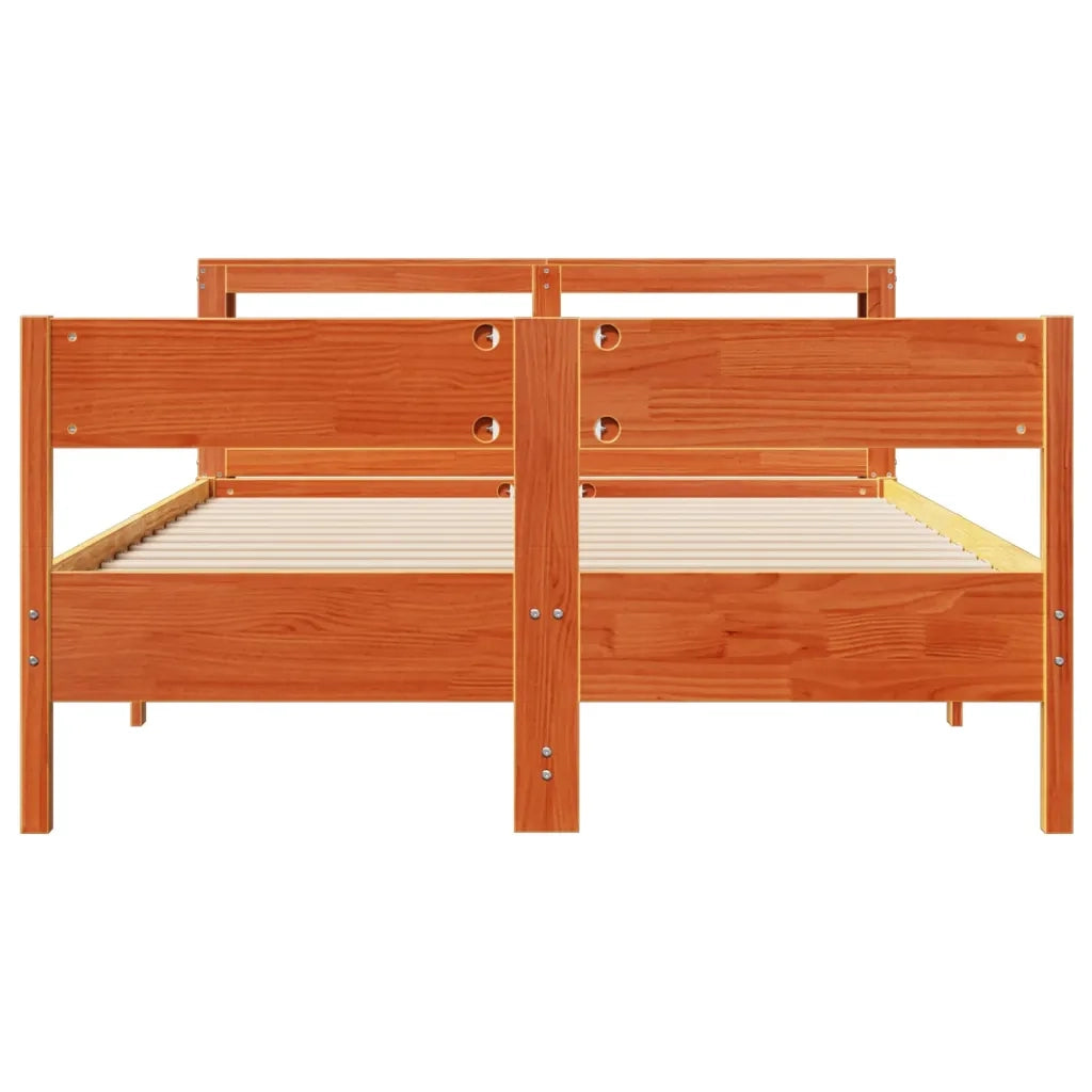Letto senza Materasso Marrone Cera 135x190 cm in Legno di Pino