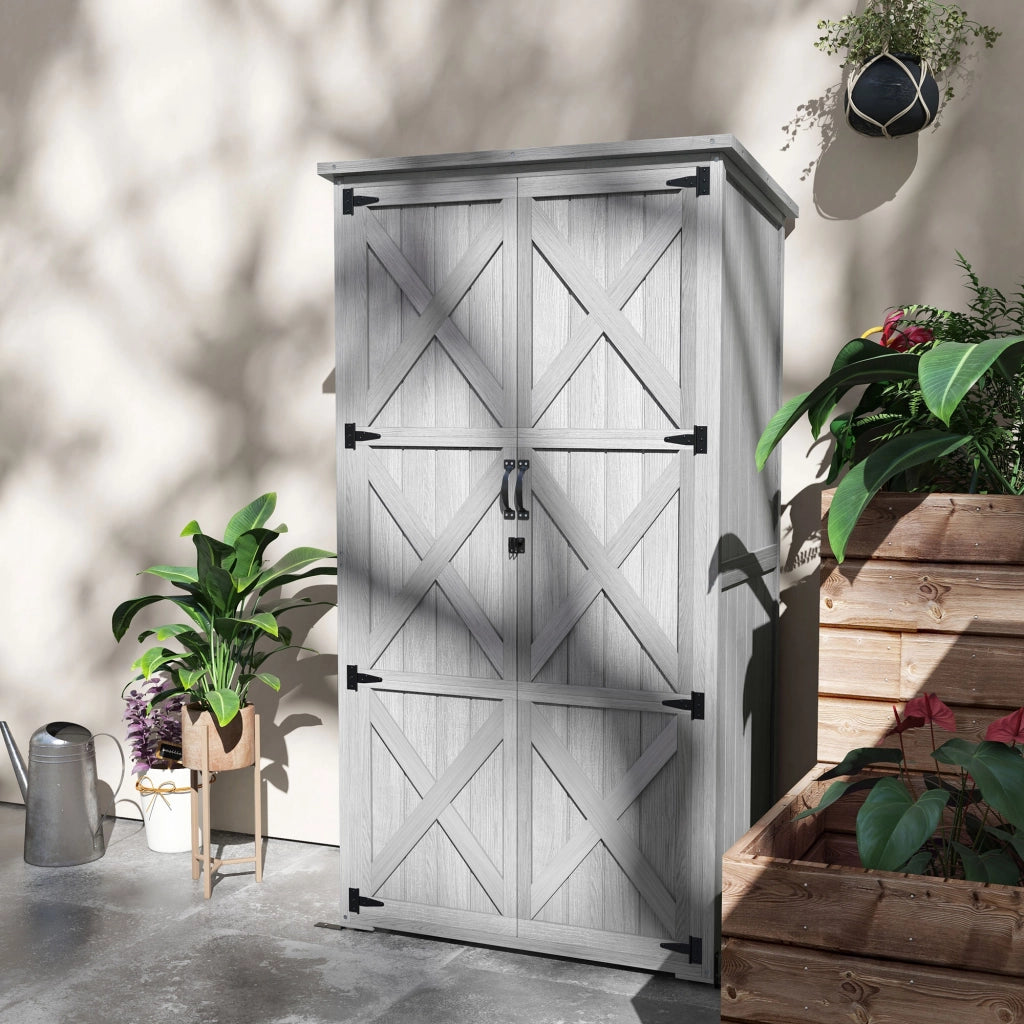 Casetta da Giardino ¨C Zephmum ¨C Legno Massello, 90x54.5x168.5 cm, Grigio