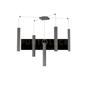 SQUARE TUBE SOSPENSIONE 5 LUCI GRIGIO ANTRACITE CAVO CM.250 CON BASE 1173-S5-GA