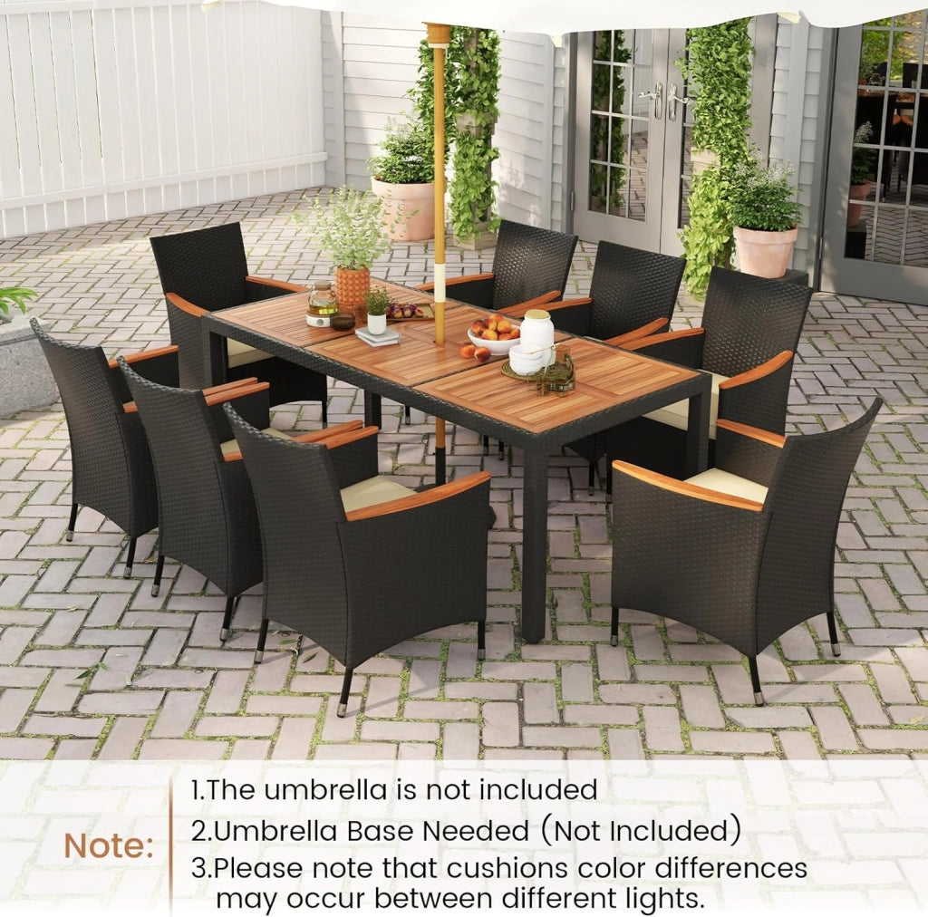 Set di mobili da giardino in rattan, set da 8 sedie con tavolo, in rattan, per esterni, terrazze, mobili da balcone, set per 8 persone, set da giardino