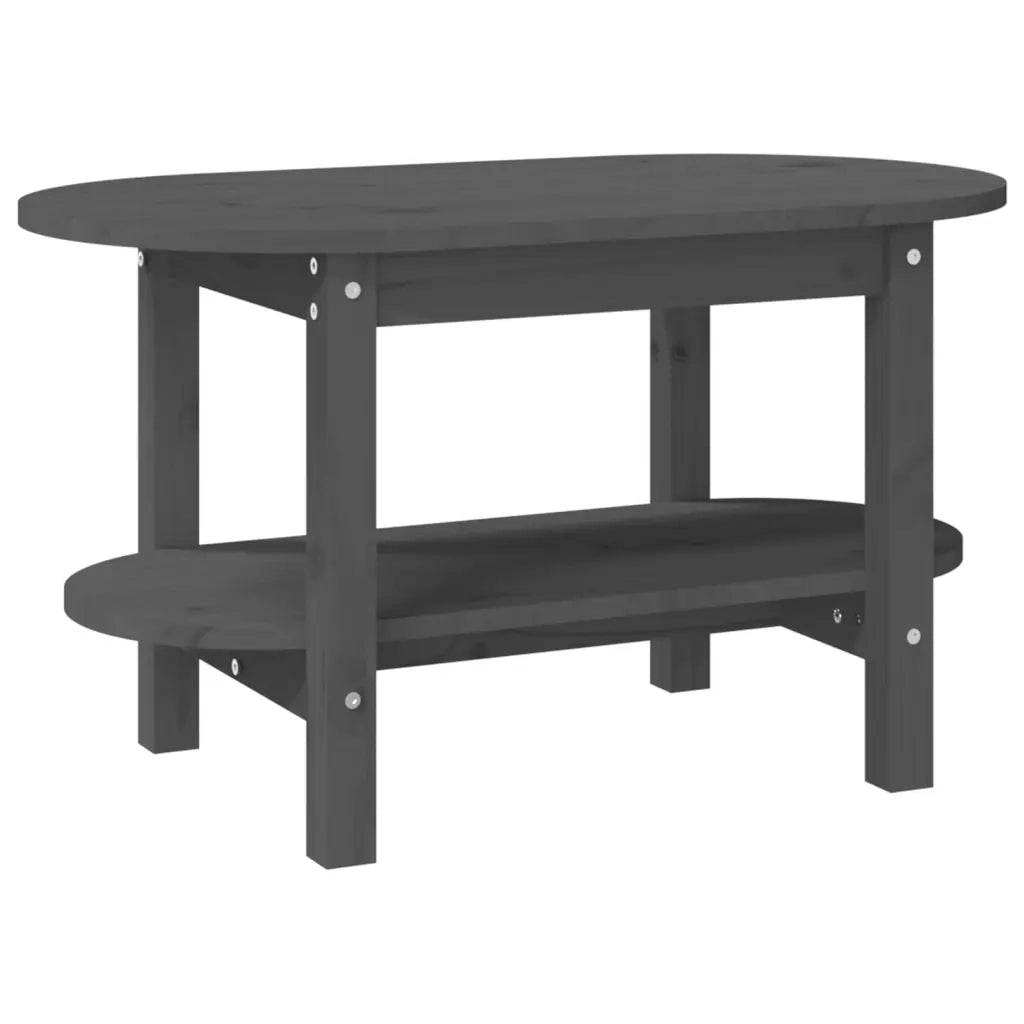 Tavolino da Salotto-Tavolino da soggiorno Grigio 80x45x45cm in Legno Massello di Pino