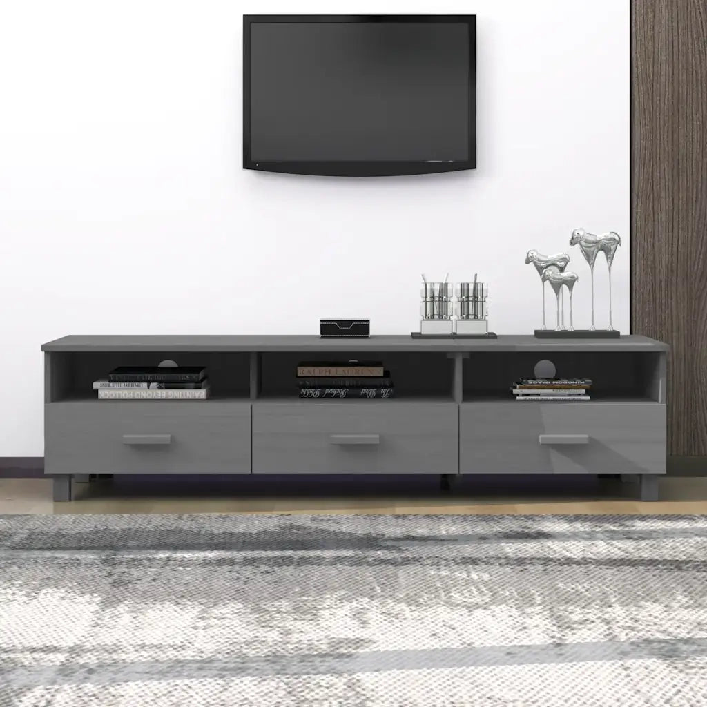 Mobile TV-Credenza TV-Console TV HAMAR Grigio Scuro 158x40x40 cm in Legno di Pino
