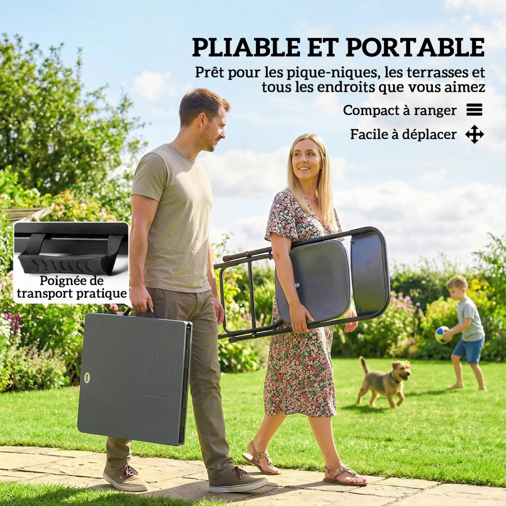 Set tavolo e sedie da giardino pieghevoli ¨C Xylo ¨C Tavolo regolabile 118 cm + 4 sedie grigio